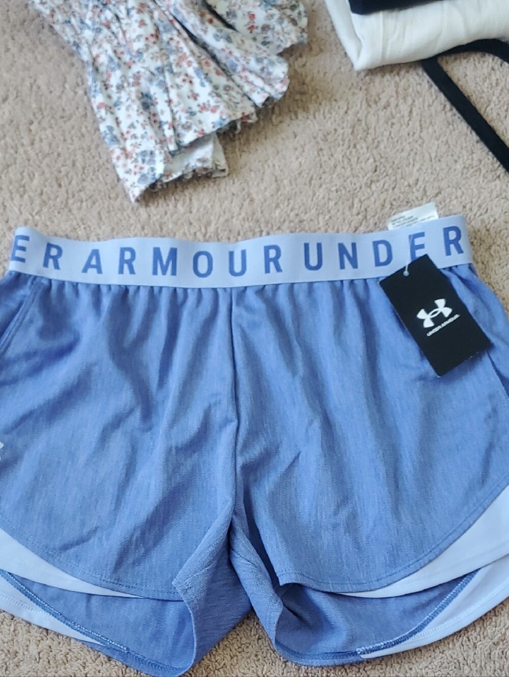 Under Armour Light Blue Women’s Athletic Shorts with Elastic Logo Waistband